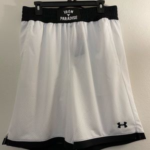 Under Armour Project Rock Iron Paradise White Mesh Shorts Size Large